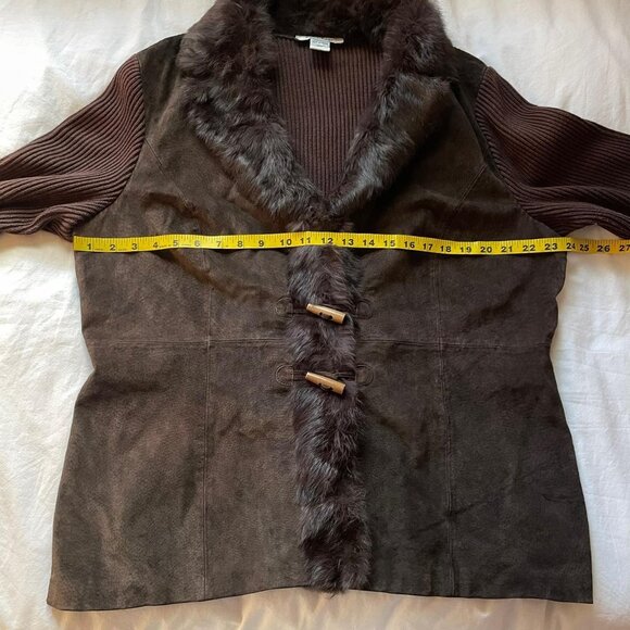 Brown Leather and Rabbit Fur Light Jacket - Picture 4 of 6